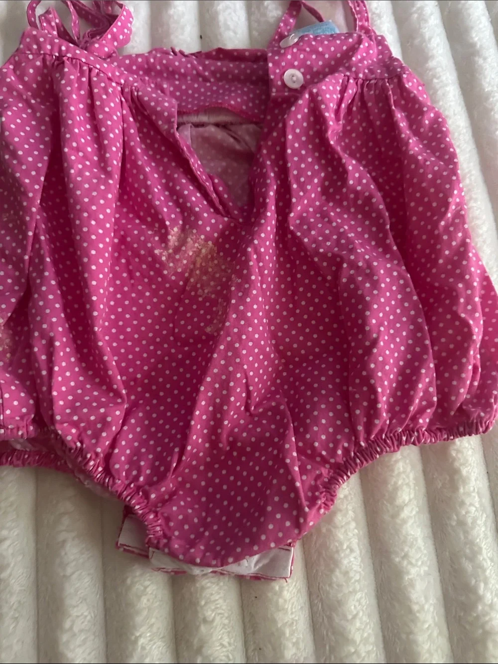 Pink Polka Dot Girls' Bubble Romper with Ice Cream Smocking
